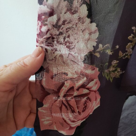 Live 4 Truth Duster Top Sheer Front Tie Floral Smocking Flowy Cover Up 2X Plus - Picture 9 of 10